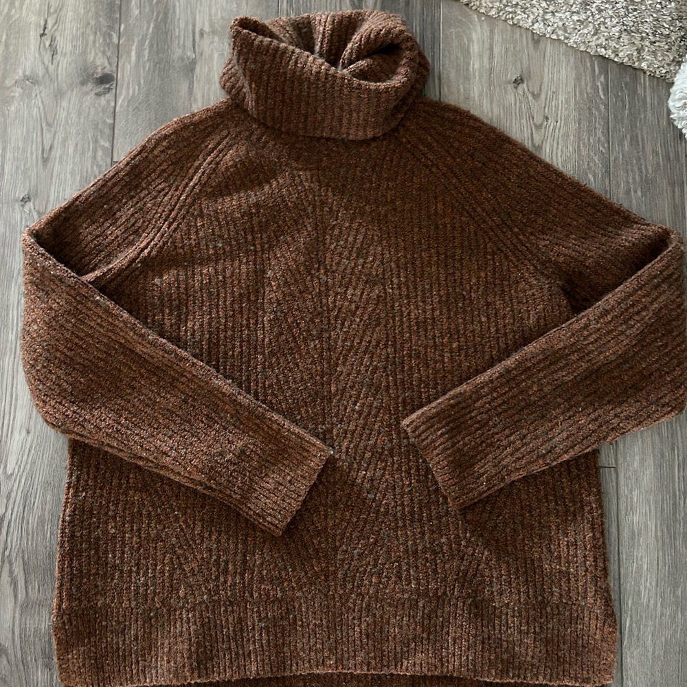 Madewell Women's Brown Turtleneck Ribbed Sweater